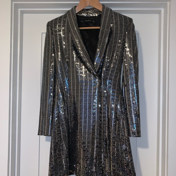 metallic blazer dress zara